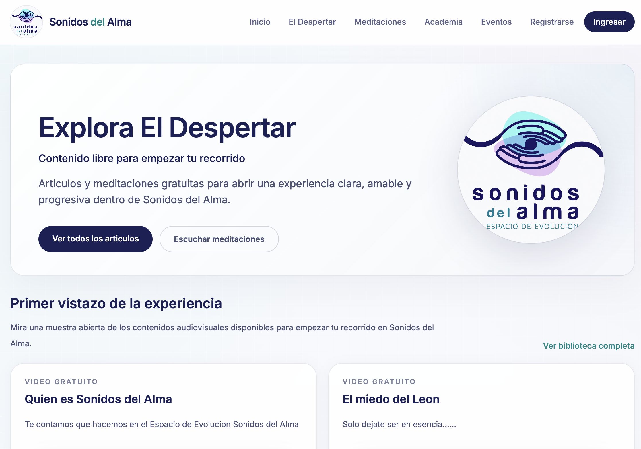 Sonidos del Alma — Plataforma de Educación Consciente y Experiencias Premium
